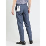 クロスストレッチ スリムフィット ノータックスラックス ヘリンボン青 | TAKA-Q MEN | 詳細画像3 