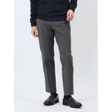 06グレー | スーパーストレッチ裏起毛 スリムフィット ノータックスラックス チェックグレー | TAKA-Q MEN