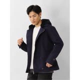 75紺 | ウールライク フード着脱ピーコート | TAKA-Q MEN