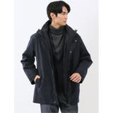75紺 | 3WAY フード脱着 ライナー付きコート へリンボン | TAKA-Q MEN