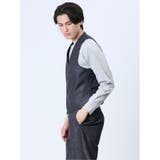 TechLinen スリムフィット ジレベスト チェック紺(セットアップ可能) | TAKA-Q MEN | 詳細画像2