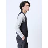 TechLinen スリムフィット ジレベスト チェック紺(セットアップ可能) | TAKA-Q MEN | 詳細画像4