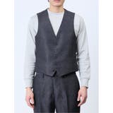 TechLinen スリムフィット ジレベスト チェック紺(セットアップ可能) | TAKA-Q MEN | 詳細画像5