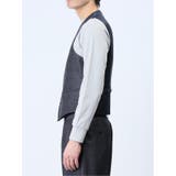 TechLinen スリムフィット ジレベスト チェック紺(セットアップ可能) | TAKA-Q MEN | 詳細画像6