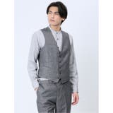 TechLinen スリムフィット ジレベスト グレー(セットアップ可能) | TAKA-Q MEN | 詳細画像1