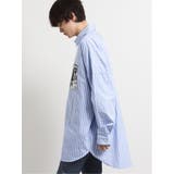 【WEB限定Sサイズ有り】ストライプ転写プリント長袖BIGシャツ | TAKA-Q MEN | 詳細画像3 