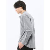シャンブレーストライプ バンドカラー長袖シャツ | TAKA-Q MEN | 詳細画像12