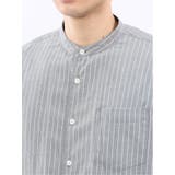 シャンブレーストライプ バンドカラー長袖シャツ | TAKA-Q MEN | 詳細画像19