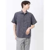 75紺 | TechLinen カッタウェイ 半袖シャツ | TAKA-Q MEN