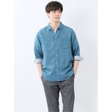70青 | リネン混 レギュラーカラー7分袖シャツ | TAKA-Q MEN