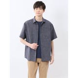 75紺 | TechLinen レギュラーカラー 半袖シャツ | TAKA-Q MEN