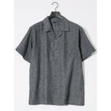 05黒 | リネン混シャンブレー オープンカラー半袖シャツ | TAKA-Q MEN