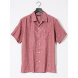 15ワイン | リネン混シャンブレー オープンカラー半袖シャツ | TAKA-Q MEN