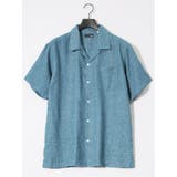 70青 | リネン混シャンブレー オープンカラー半袖シャツ | TAKA-Q MEN