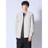 33ベージュ | ストレッチ バンドカラー長袖シャツ | TAKA-Q MEN