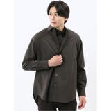 35こげ茶 | ウール混ストレッチ レギュラーカラー長袖シャツ | TAKA-Q MEN