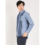 綿シャンブレー 切替ボタンダウン長袖シャツ | TAKA-Q MEN | 詳細画像2