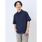 75紺 | パナマジャガード レギュラーカラー半袖シャツ | TAKA-Q MEN