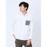 綿オックス ポケット切替 レギュラーカラー長袖シャツ | TAKA-Q MEN | 詳細画像1