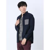75紺 | 綿オックス ポケット切替 レギュラーカラー長袖シャツ | TAKA-Q MEN