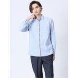 73サックス | 綿オックス トリコテープ レギュラーカラー長袖シャツ | TAKA-Q MEN