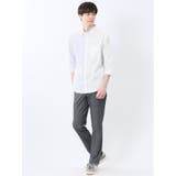 綿パナマ 配色 レギュラーカラー7分袖シャツ | TAKA-Q MEN | 詳細画像5
