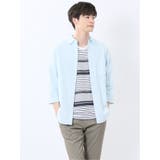 62ライトグリーン | 綿パナマ レギュラーカラー7分袖シャツ | TAKA-Q MEN