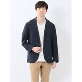75紺 | ドットエア サッカーチェック 2ボタン シャツジャケット | TAKA-Q MEN