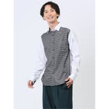 05黒 | 綿オックス×異素材切替 ショートワイドカラー長袖シャツ | TAKA-Q MEN