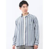 70青 | ジェリー/GERRY ストライプ 長袖シャツアウター | TAKA-Q MEN