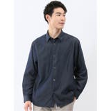 75紺 | コットンシャンブレー レギュラーカラー長袖シャツ | TAKA-Q MEN