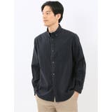 75紺 | 綿100% アムンゼンストライプ ボタンダウン長袖シャツ | TAKA-Q MEN