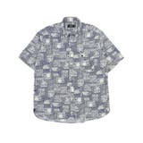 75紺 | 【大きいサイズ】ポロ/POLO 綿リップルプリント ボタンダウン半袖シャツ | TAKA-Q MEN
