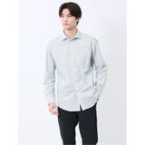 62ライトグリーン | ストレッチ プリント ワイドカラー長袖シャツ | TAKA-Q MEN