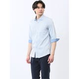 73サックス | ストレッチ ソラーロ ワイドカラー7分袖シャツ | TAKA-Q MEN