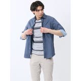 75紺 | ストレッチ ソラーロ ワイドカラー7分袖シャツ | TAKA-Q MEN