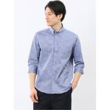 70青 | ストレッチ 綿スラブ ボタンダウン 7分袖 シャツ | TAKA-Q MEN