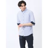 73サックス | クールマックス サッカー ボタンダウン 7分袖シャツ | TAKA-Q MEN