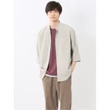 33ベージュ | カウラ/Kaule リネンライク バンドカラー 7分袖シャツ | TAKA-Q MEN