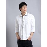 01白 | アーガイルドビー2枚衿カッタウェイ7分袖シャツ メンズ 半袖 | TAKA-Q MEN