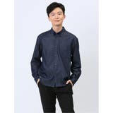 75紺 | ストレッチ シャンブレー ボタンダウン長袖シャツ | TAKA-Q MEN