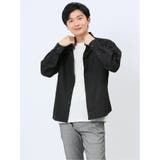 05黒 | 千鳥ドビー ワイドカラー長袖シャツ | TAKA-Q MEN