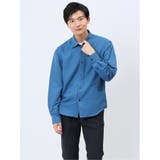 74ダルブルー | 千鳥ドビー ワイドカラー長袖シャツ | TAKA-Q MEN