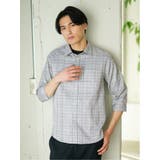 03ライトグレー | DRY ワッフルチェック レギュラーカラー7分袖シャツ | TAKA-Q MEN