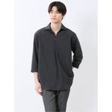 06グレー | TechLinen プルオーバー 7分袖シャツ | TAKA-Q MEN