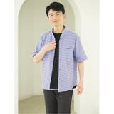 ストレッチ ギンガムサッカー スタンドカラー半袖シャツ | TAKA-Q MEN | 詳細画像1 