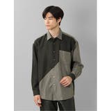 05黒 | クレイジー切替 レギュラーカラー長袖シャツ | TAKA-Q MEN