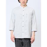 サッカープリント バンドカラー7分袖シャツ | TAKA-Q MEN | 詳細画像15