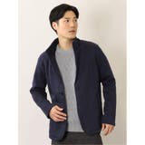 75紺 | メランジニットフリース イタリアンカラージャケット | TAKA-Q MEN