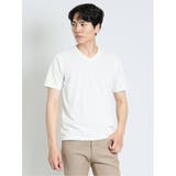 01白 | ケーブル切替 Vネック半袖Tシャツ | TAKA-Q MEN
